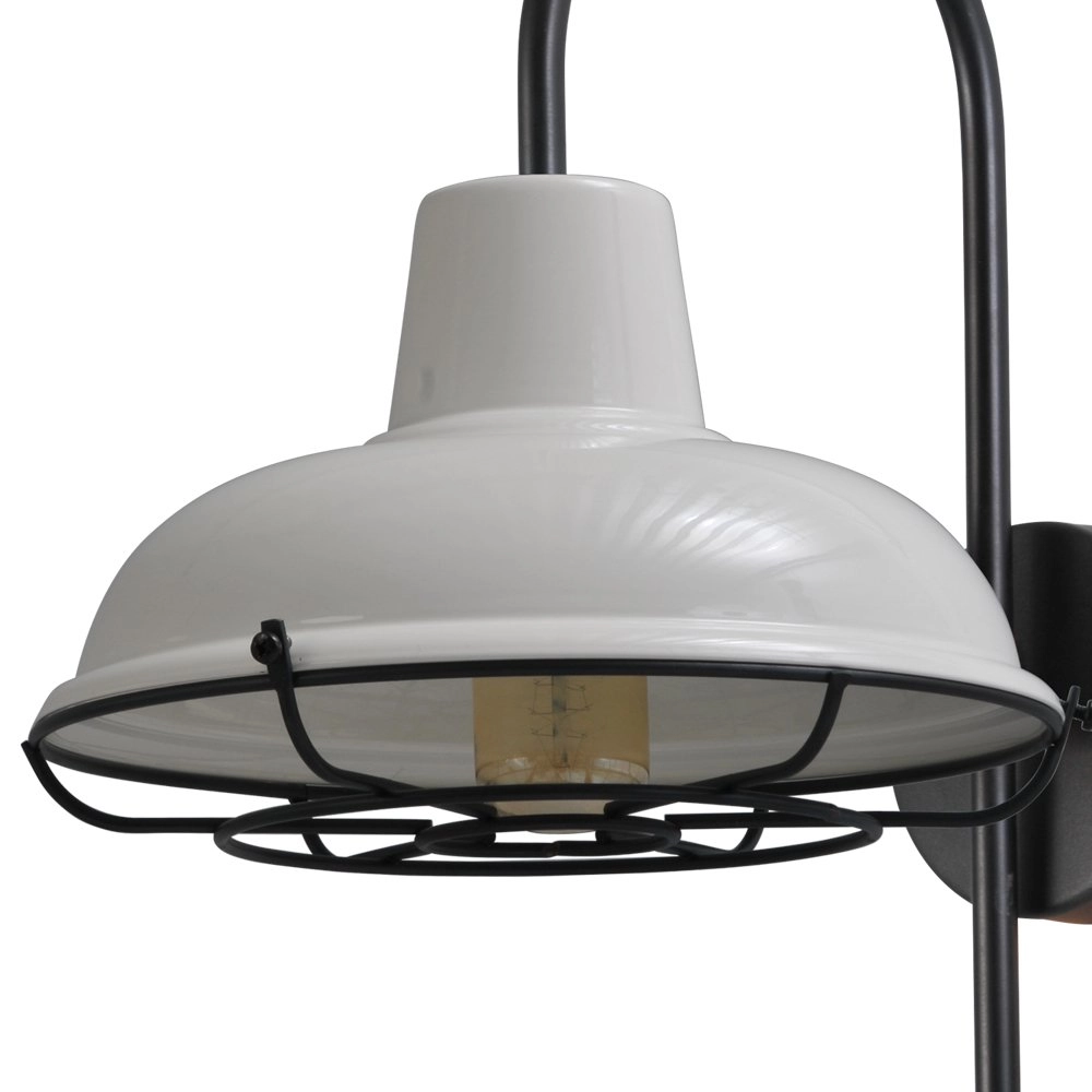 Wandlampe Industria Grid 33 cm schwarz mit weißer Kapuze Masterlight 8718121233239