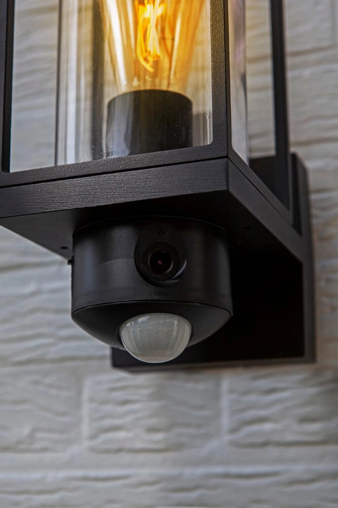 Wall lamp Flair black with camera Lutec 6939412013688