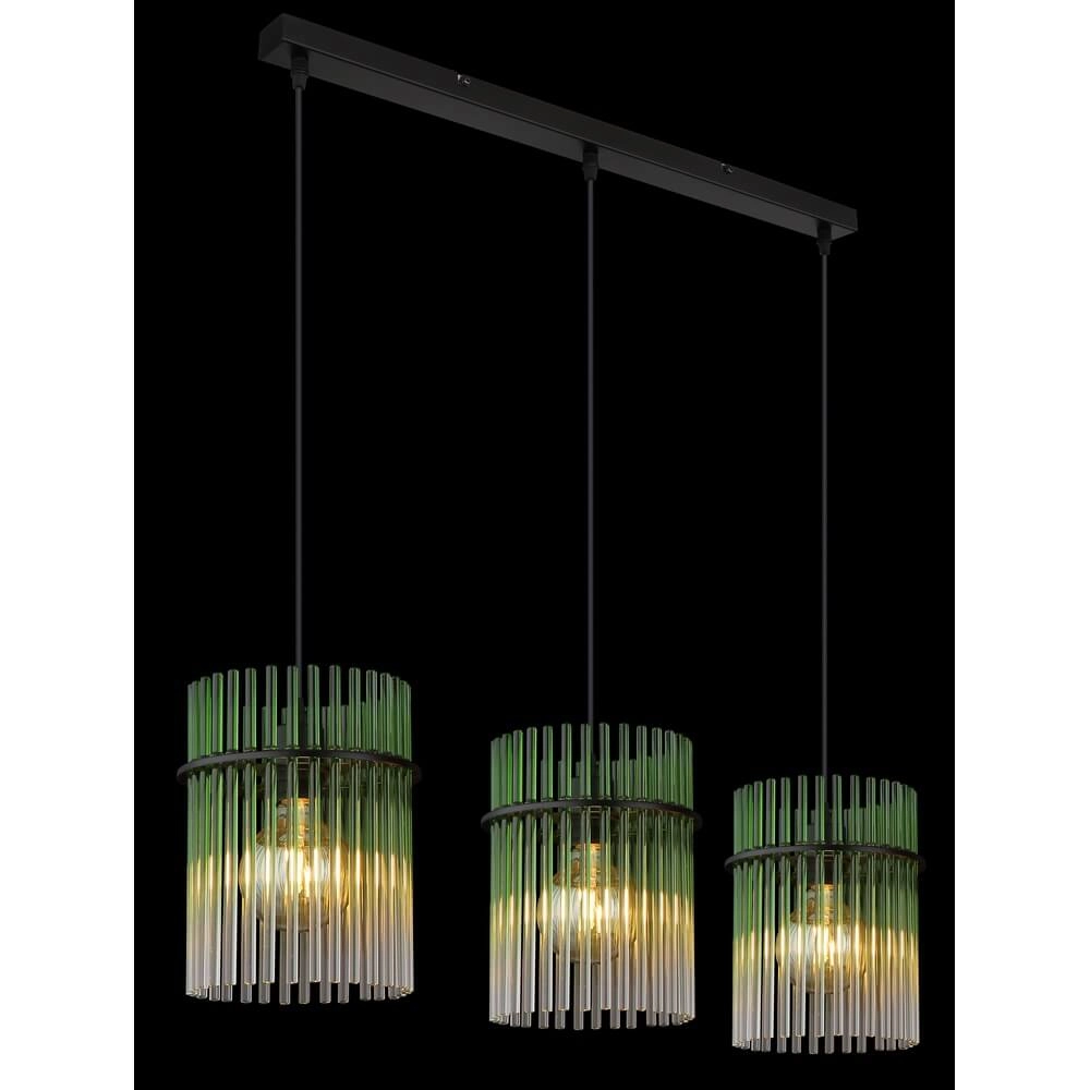 Schwarze Pendelleuchte Gorley mit grünem Glas 3-flammig Globo 9007371474974