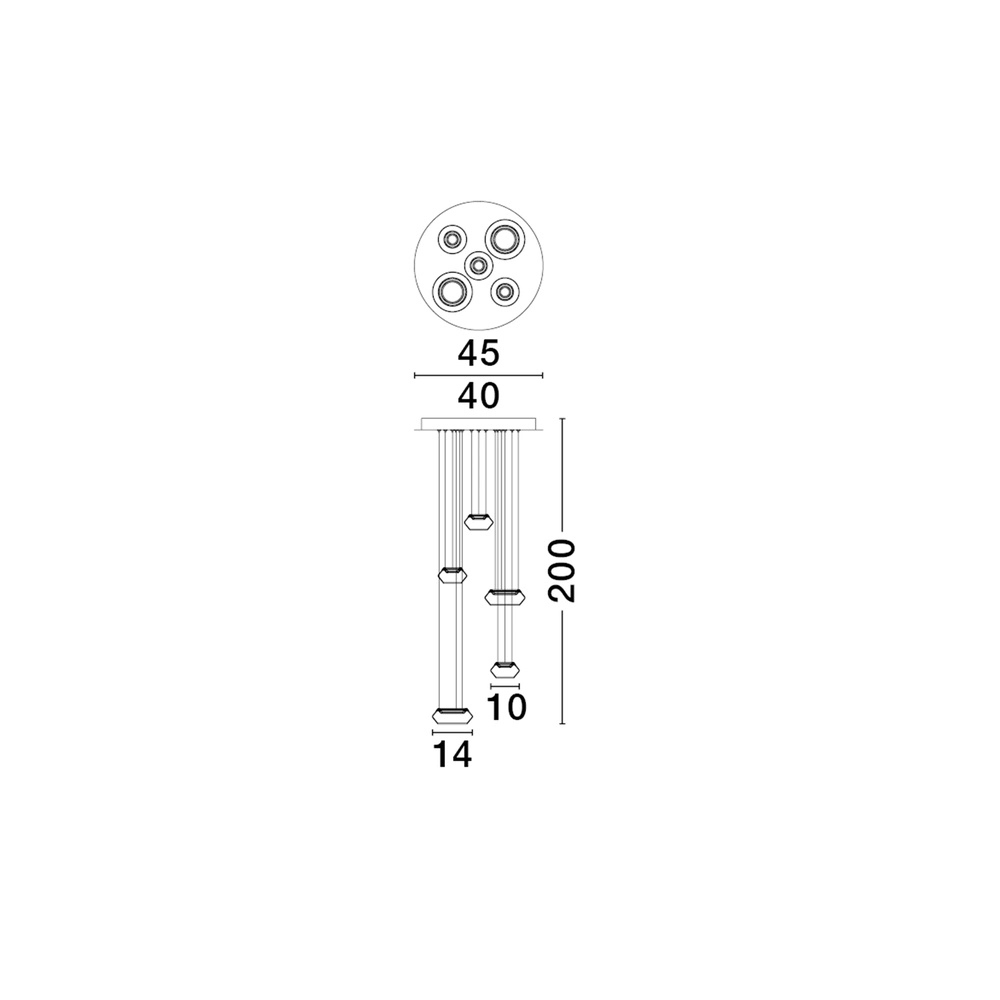 Schlanke Pendelleuchte Jailyn runde 5-Lichter Lyora 5212017468406