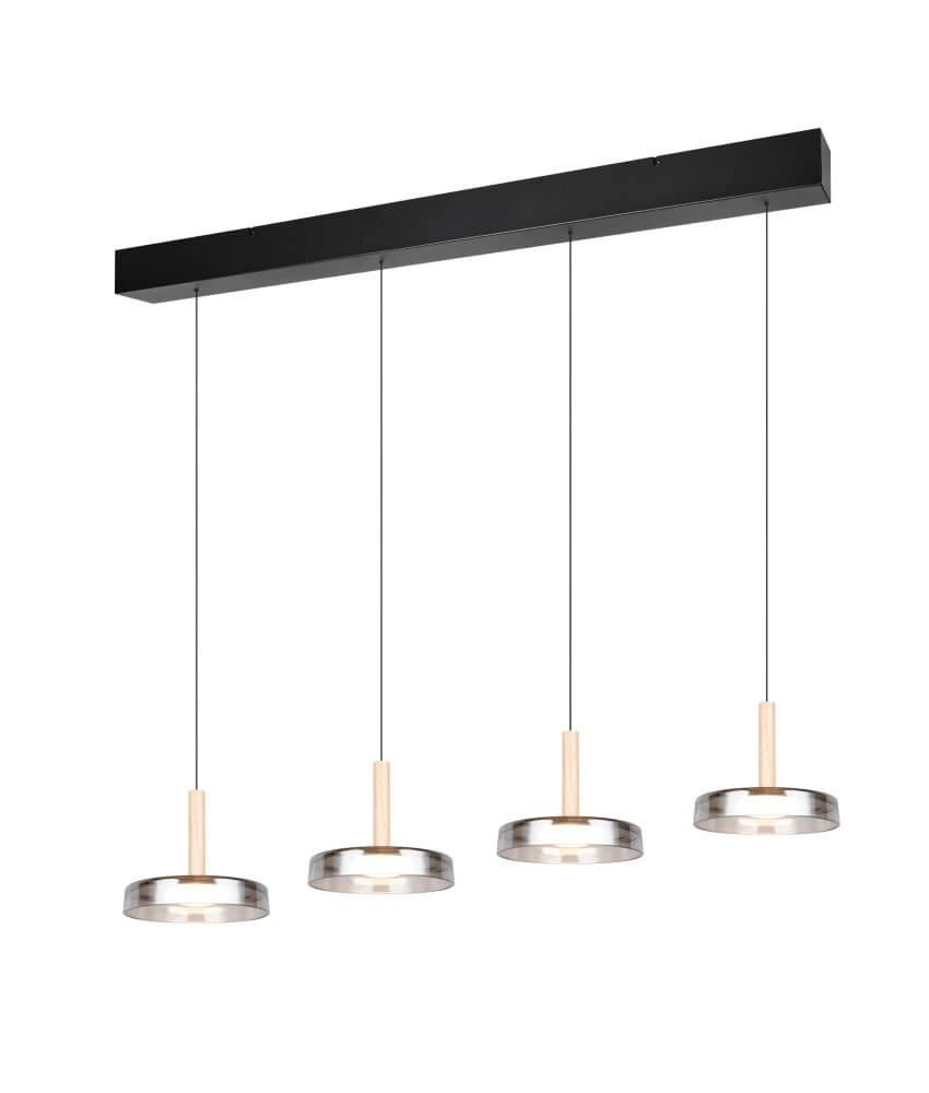 4-flammige LED-Hängelampe Celeste Rauchglas