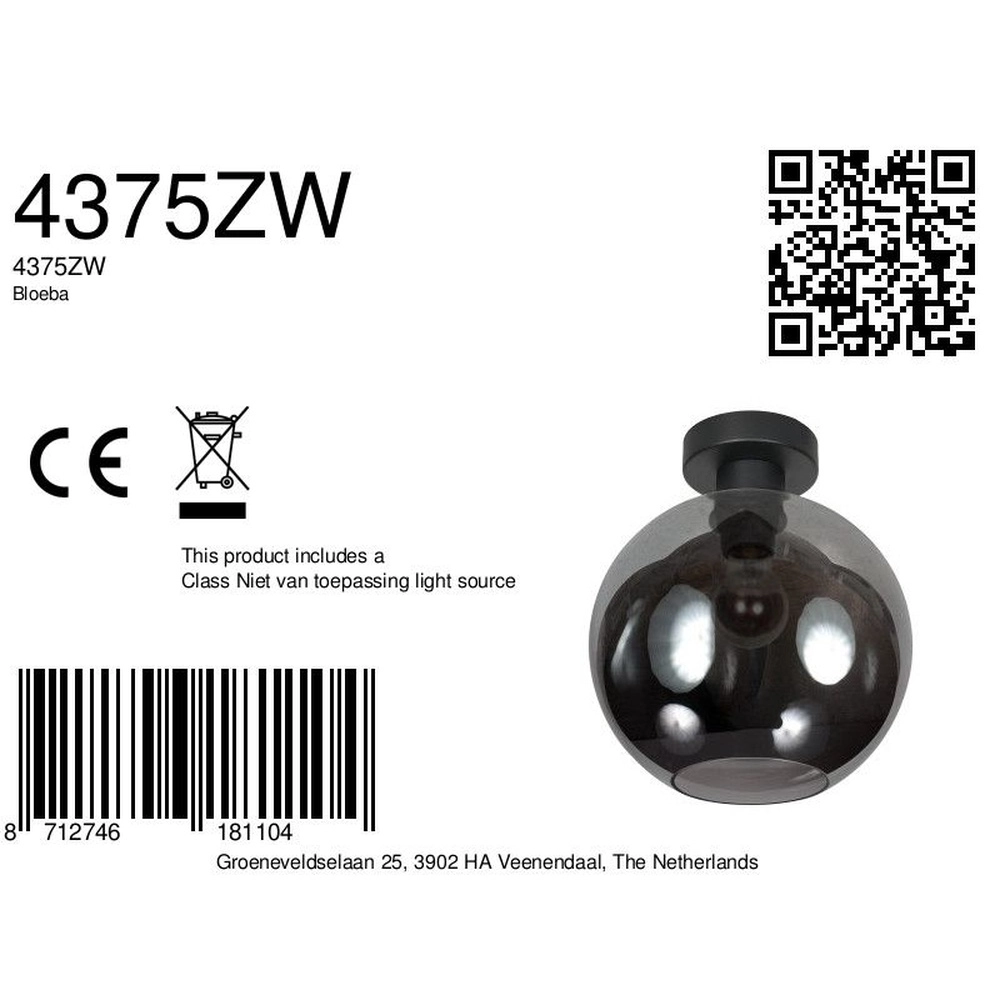 Deckenlampe Bloeba Kugel Rauchglas Ø 25cm Steinhauer 8712746181104