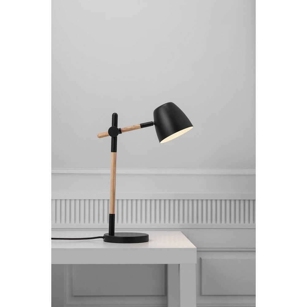 Tischlampe Theo schwarz mit Holz Nordlux 5704924005695