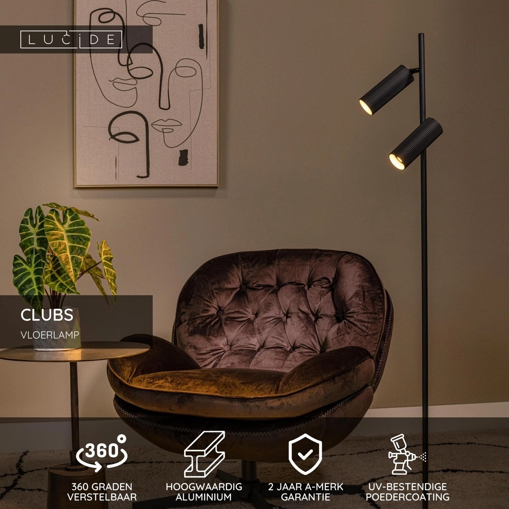 Stehlampe Clubs Schwarz Lucide 5411212093462