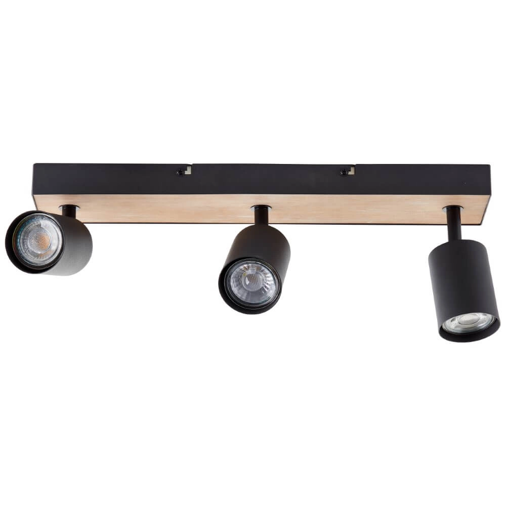 3-flammige Lampe Jello Wood schwarz mit Holz Brilliant 4004353428395