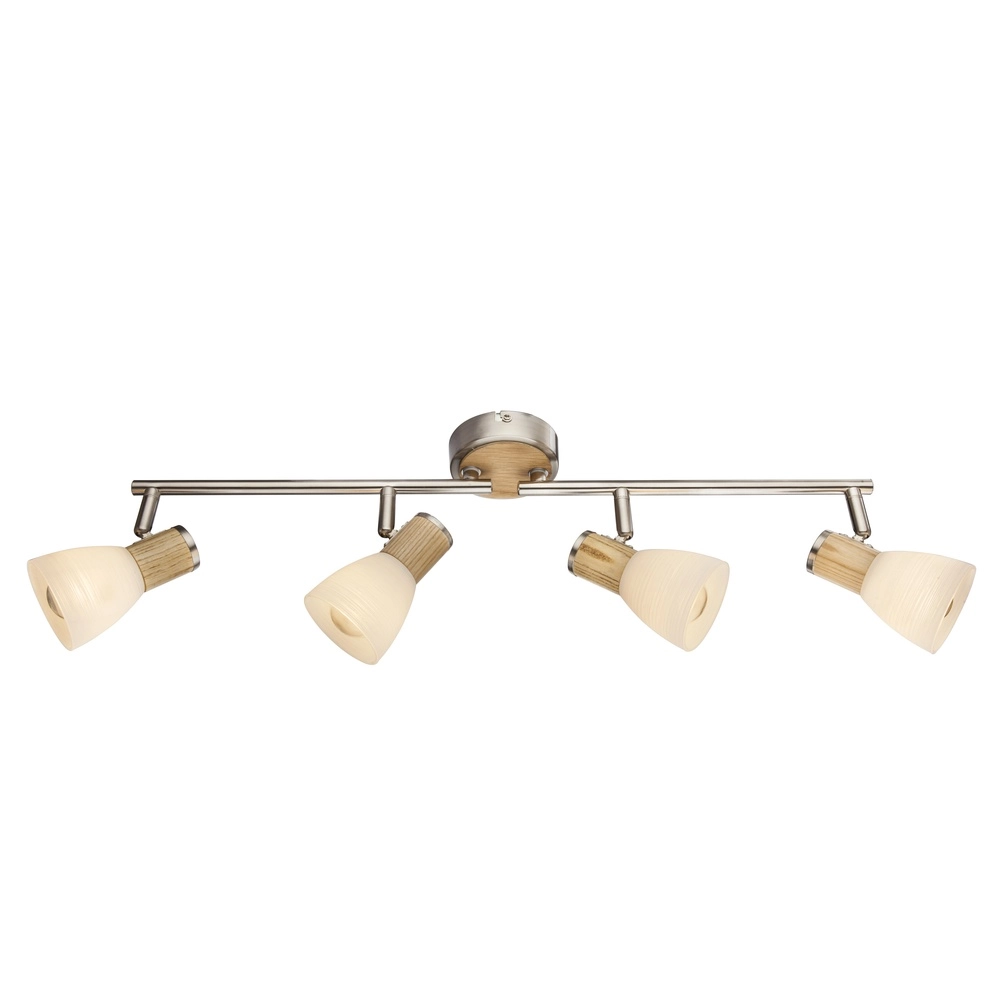Deckenlampe Gylfi Nickel mit Holz-4-Fenstern