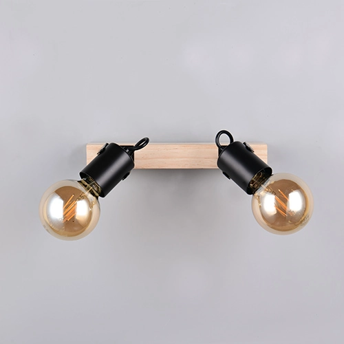 Doppeldeckenlampe Lynar Schwarz mit Holz Trio 4017807670721