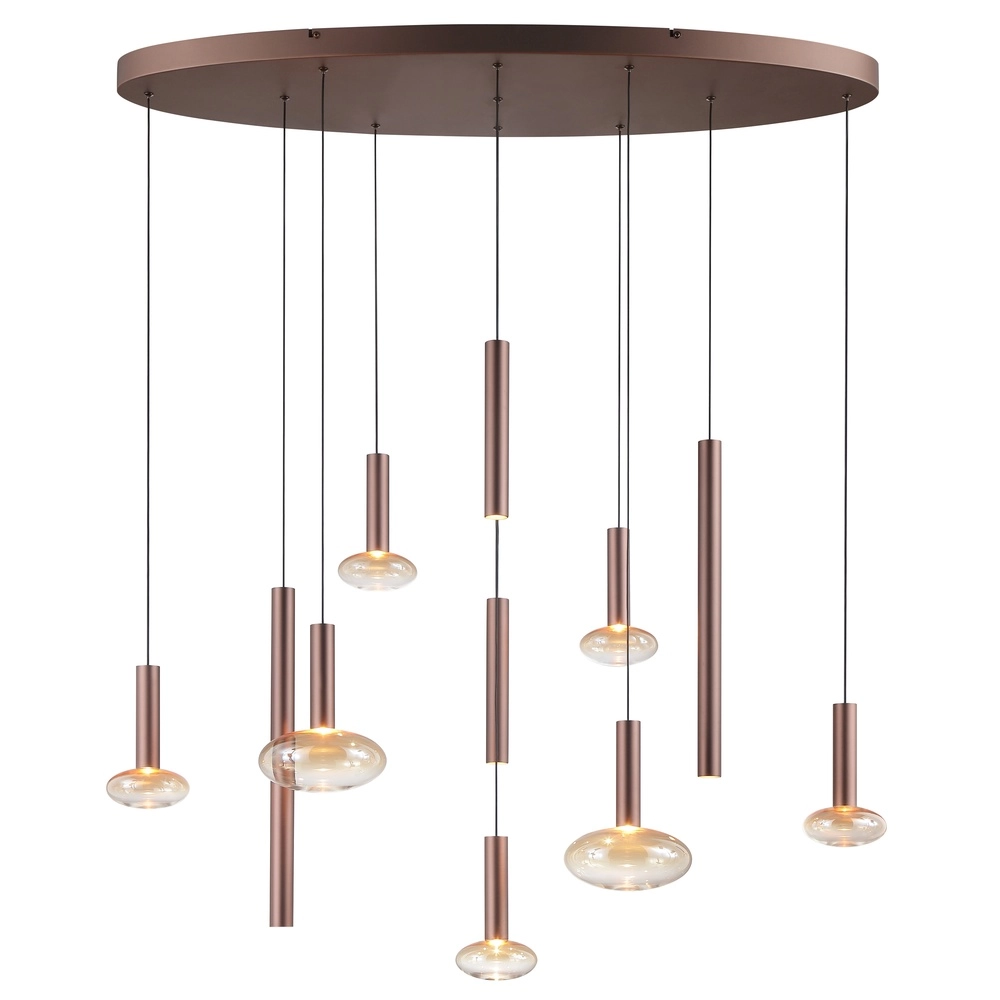 Pendellampe Veridian Coffee Brown mit Amber Glass Oval