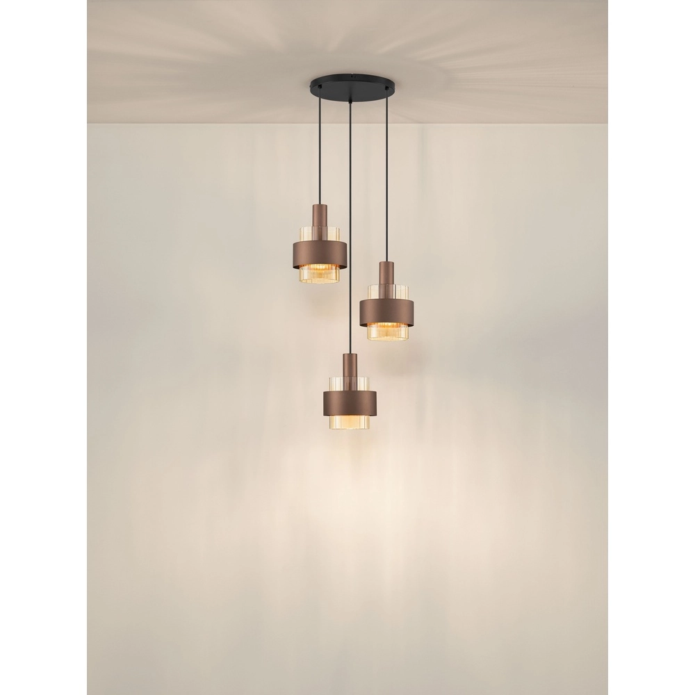Moderne Pendellampe Serena 3-hell Kaffeebraun Lyora 5212063501140