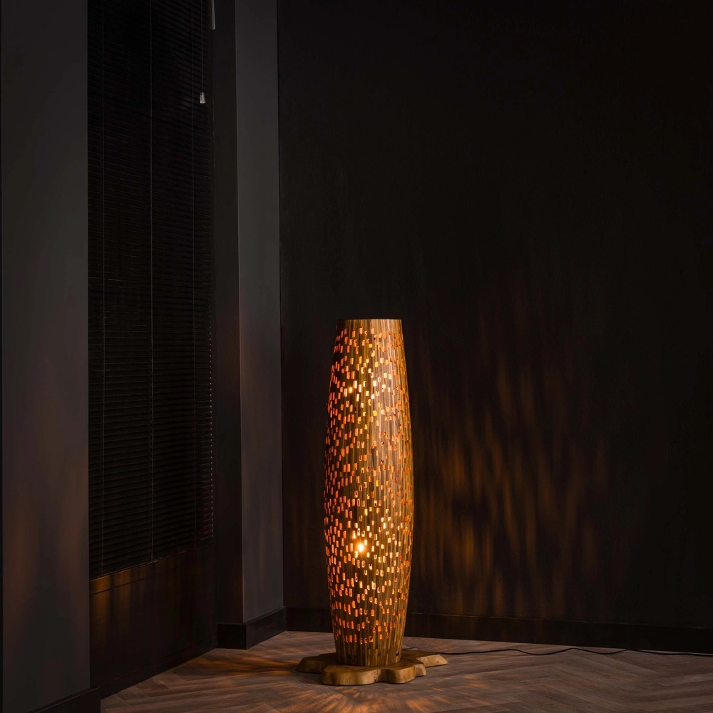 Holz-Stehlampe Bars Teak – 104 cm – Ø 40 cm