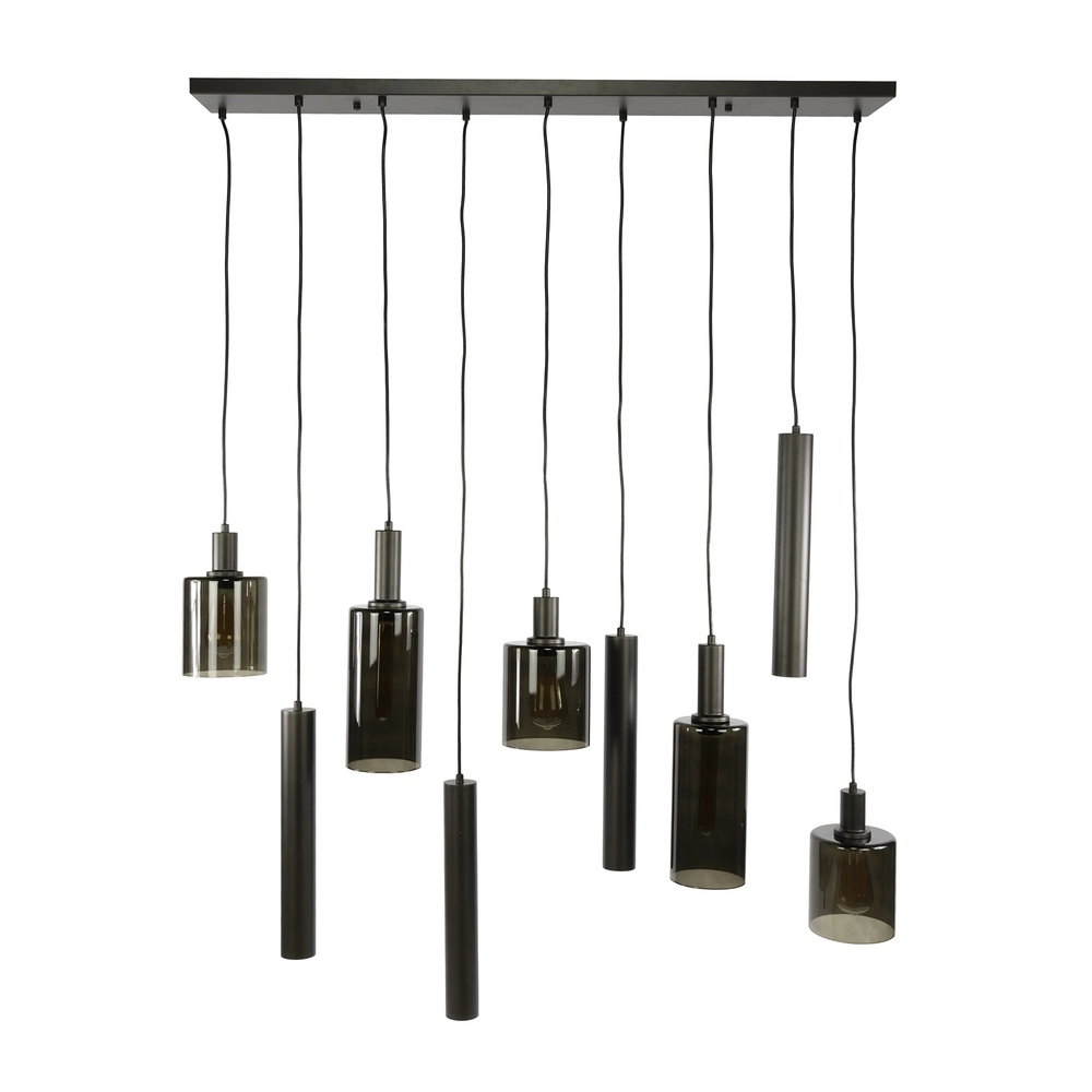 Esstisch-Pendellampe Sepiora Sienabraun – dunkles Glas – mit Anhängern Lyora 8716803513464