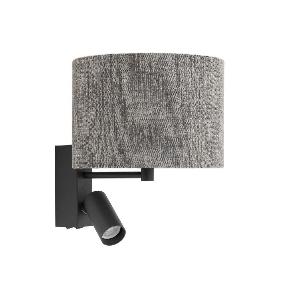 Wandlampe grau Lago mit Tischlampenschirm