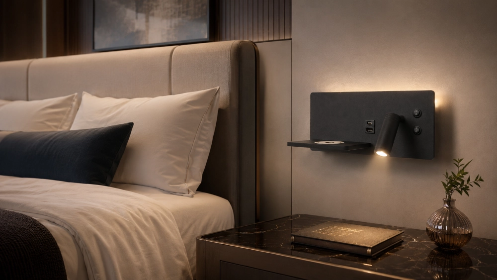 Nachttischlampe Charge Rechts schwarz mit kabellosem Ladegerät Artdelight 8720701103665