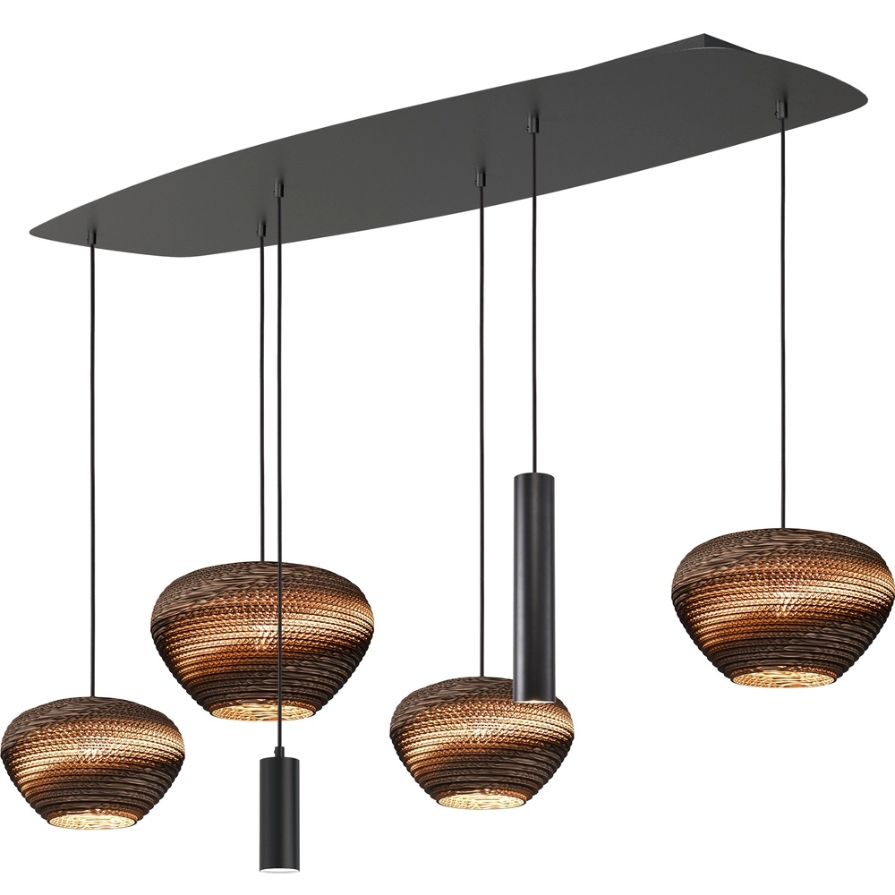 Pendellampe Carta Trendy mit Think Paper Hoods – schwarz