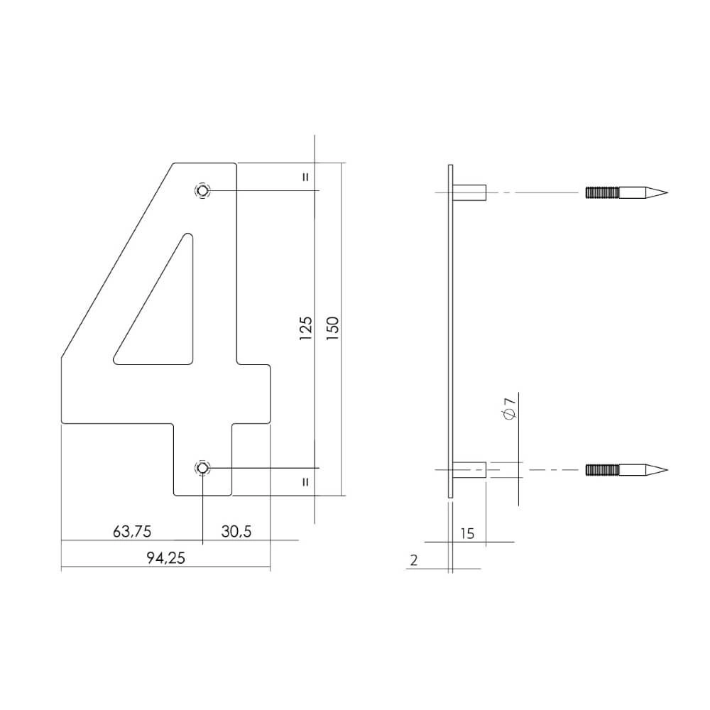 Hausnummer 4 Numbra 150x2mm Edelstahl Intersteel 8714186126738