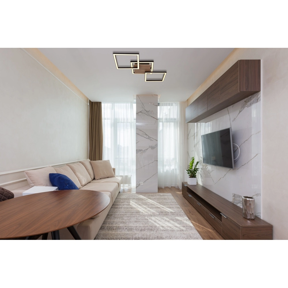 Design-Deckenlampe Kaden Schwarz mit Holzoptik Globo 9007371468324