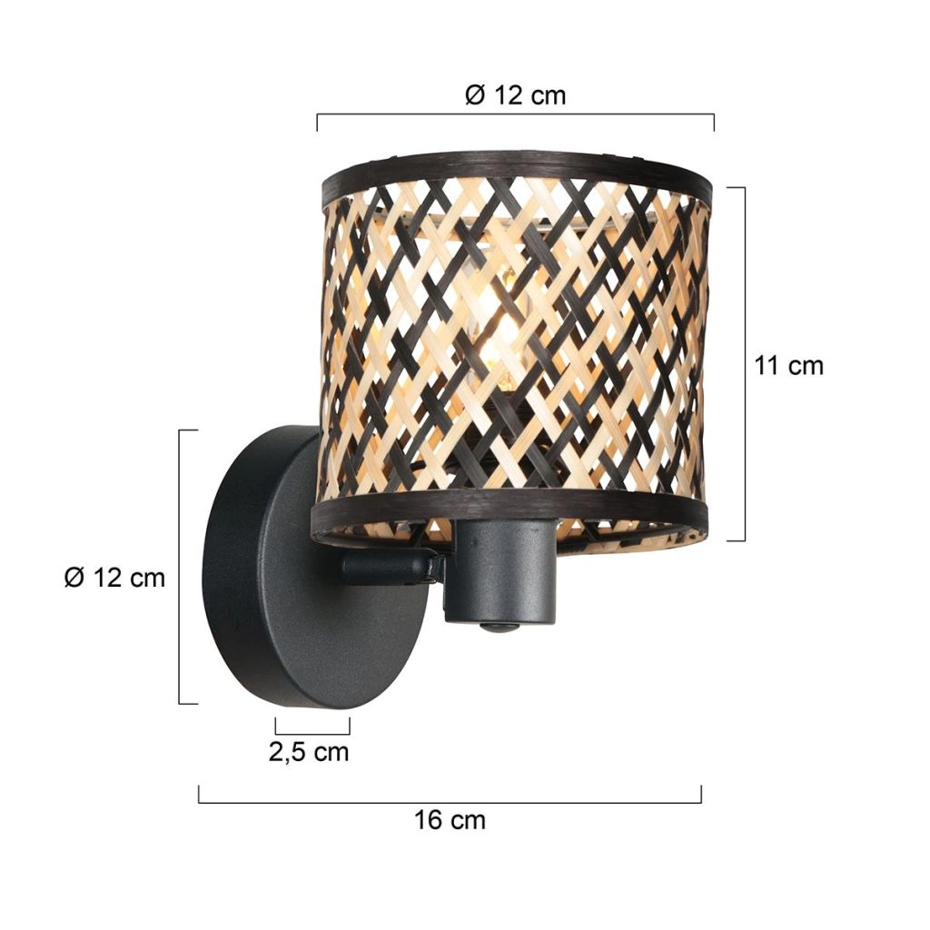 Wandlampe Sumba mit Bambuskappe Ø12 cm Steinhauer 8712746182811