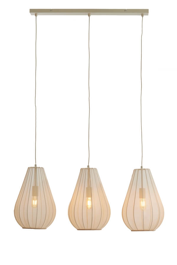Japandi Pendelleuchte Itela 3-hell creme 80cm