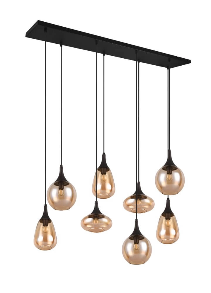 Hängelampe mit 8 Leuchten Lumina mit Braunglas Trio 4017807577679