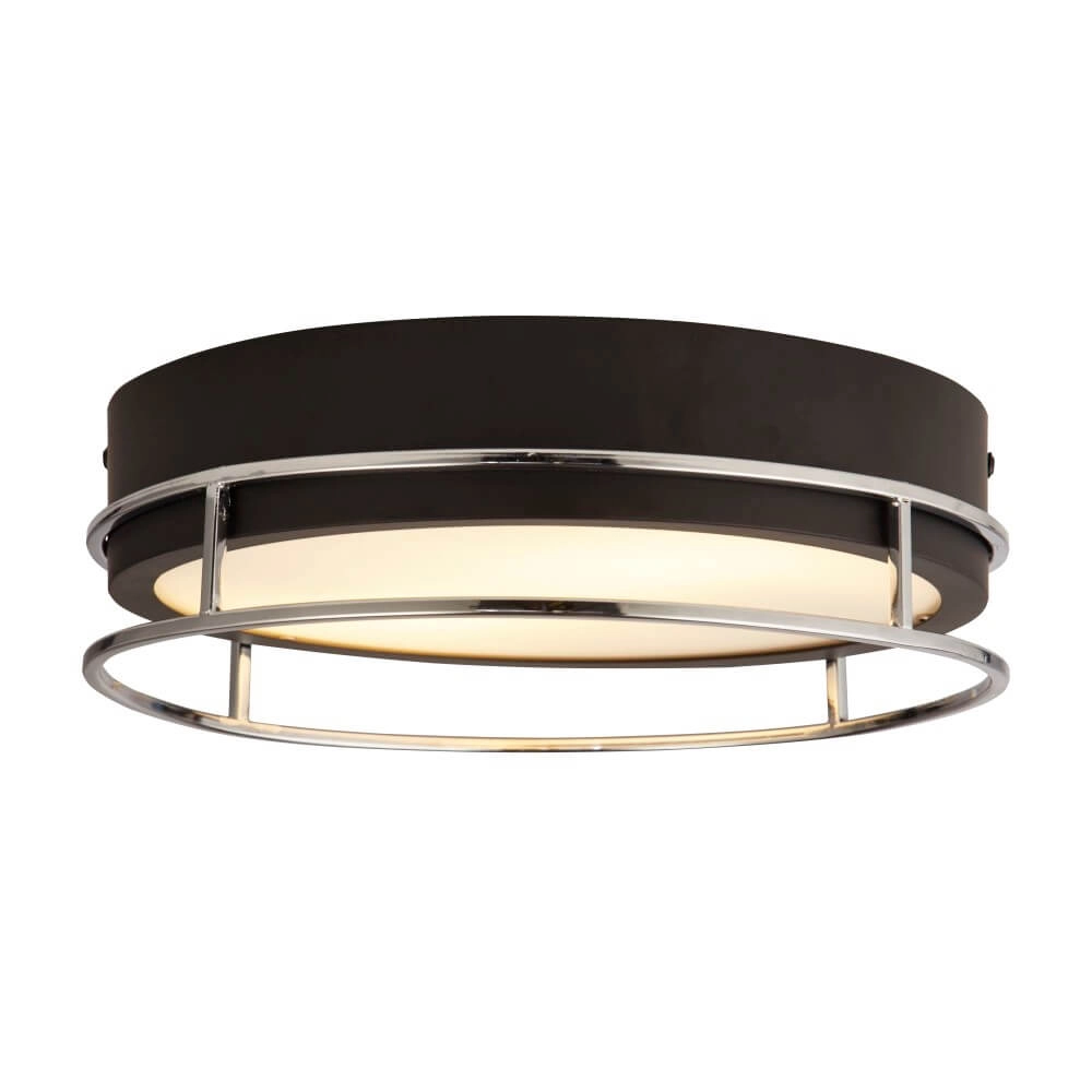 Designer-Deckenleuchte Pheonix Ø 30cm schwarz mit silber Searchlight 5053423251004