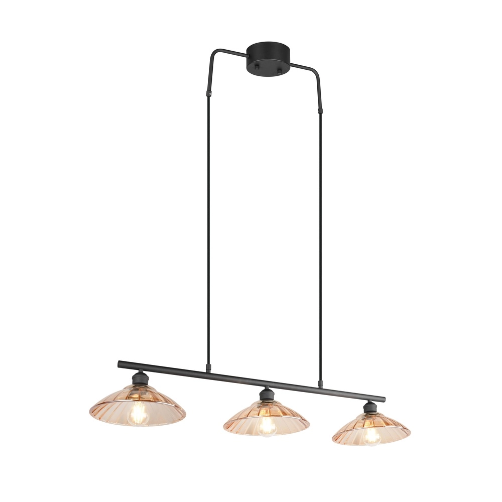 Klassische Pendellampe Eluna 3-Licht Schwarz Trio 4017807682502