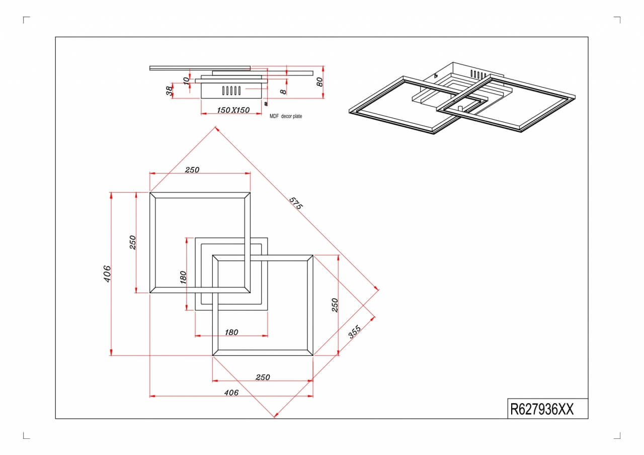 Deckenleuchte Giro Quadrat Trio 4017807562019