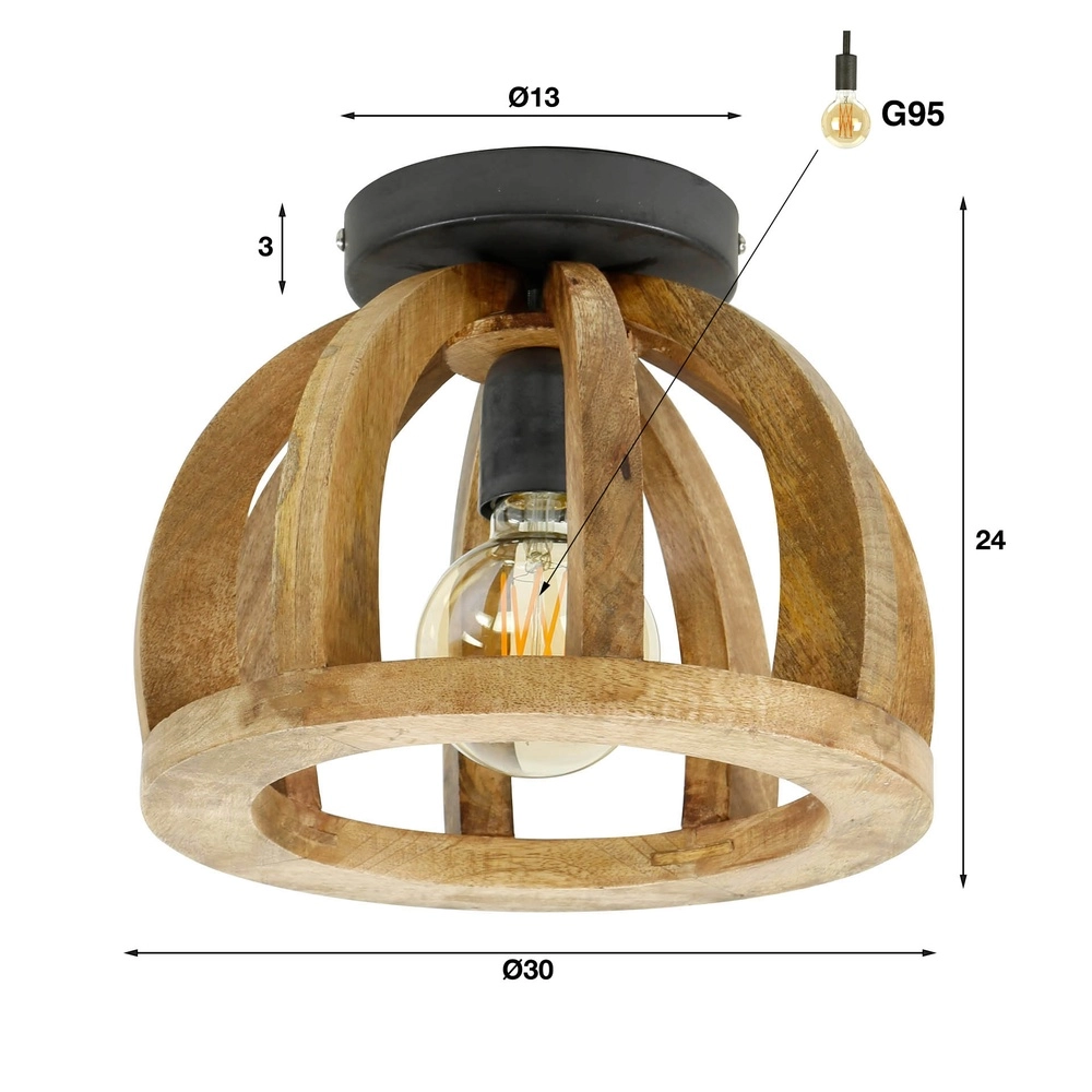 Holzdeckenlampe Orba Ø 30cm - Mango Lyora 8716803513228
