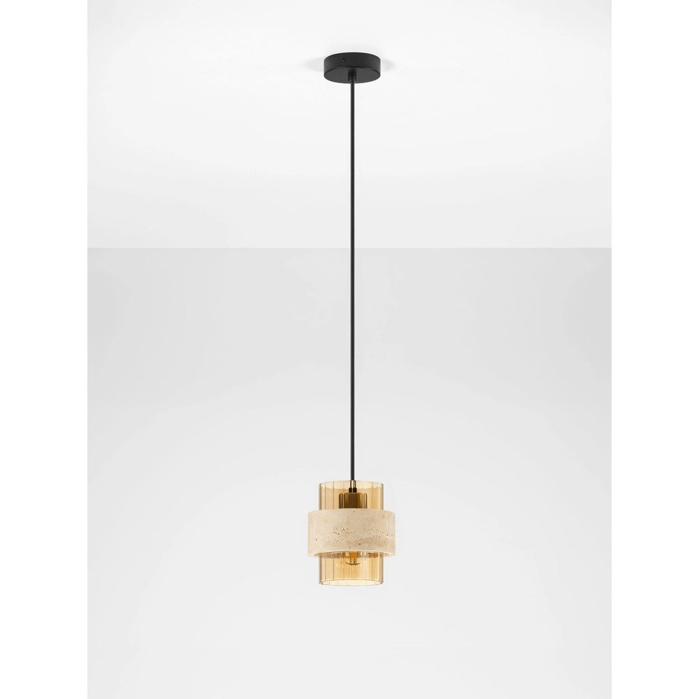 Moderne Pendellampe Melony Bernsteinglas mit sandbraunem Lyora 5212063501249