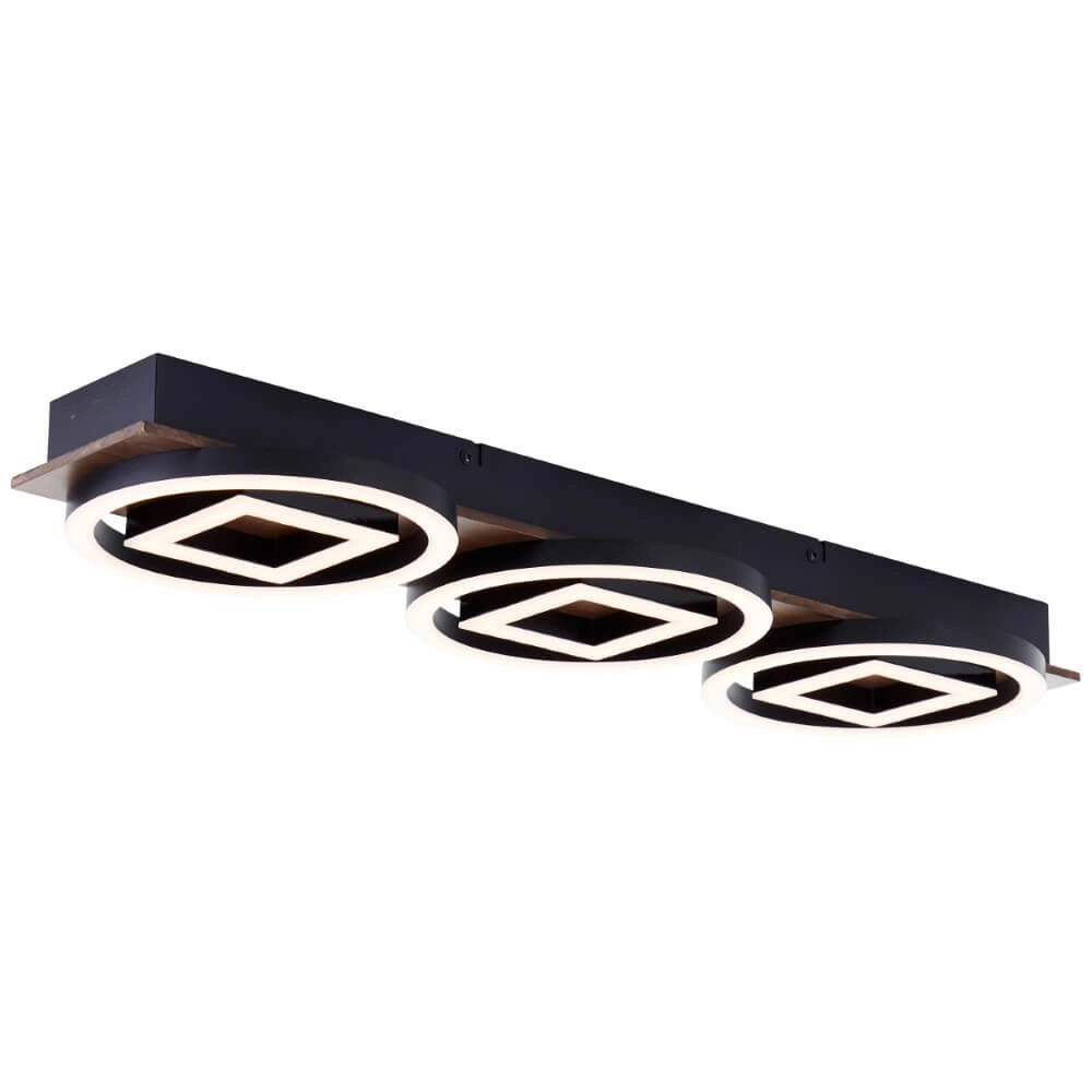 Einzigartige Deckenleuchte Maureen schwarz mit Holz Brilliant 4004353435256