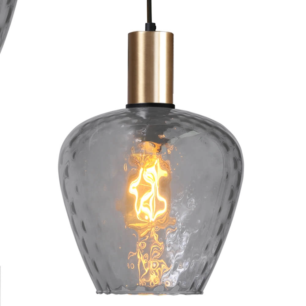 3-flammige Loft-Hängelampe - Gold - Porto mit Diamond-Rauchgläsern Masterlight 8718121270760
