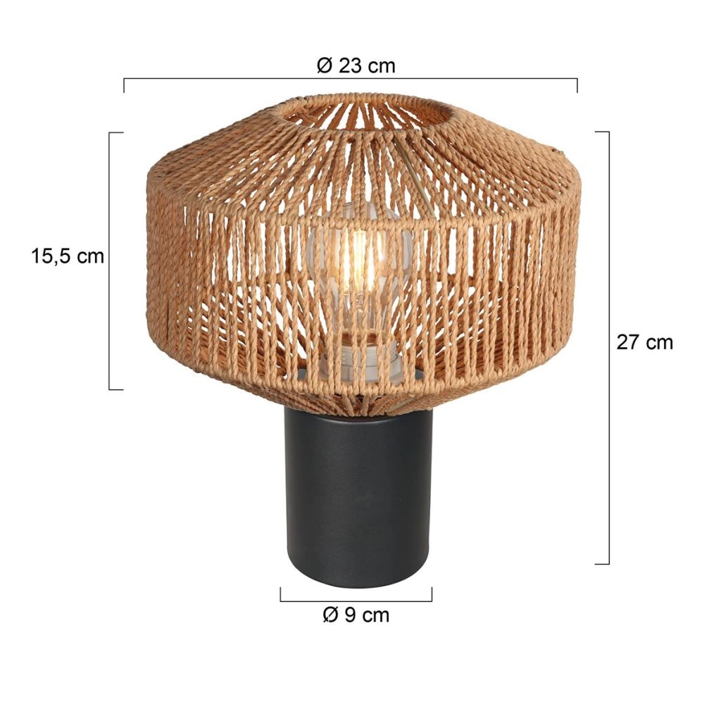 Tischlampe Ropex mit Rattan-Schatten Ø23 cm Steinhauer 8712746182941