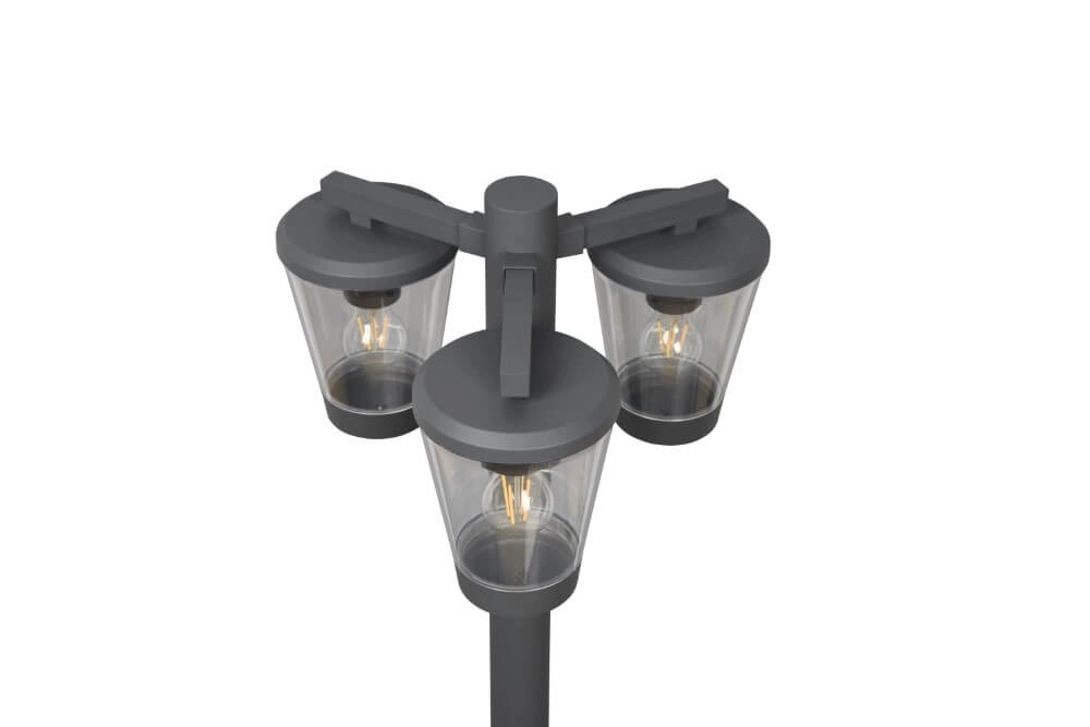 Gartenlaterne Cavado 3-flammig, 220 cm, Anthrazit Trio 4017807506228