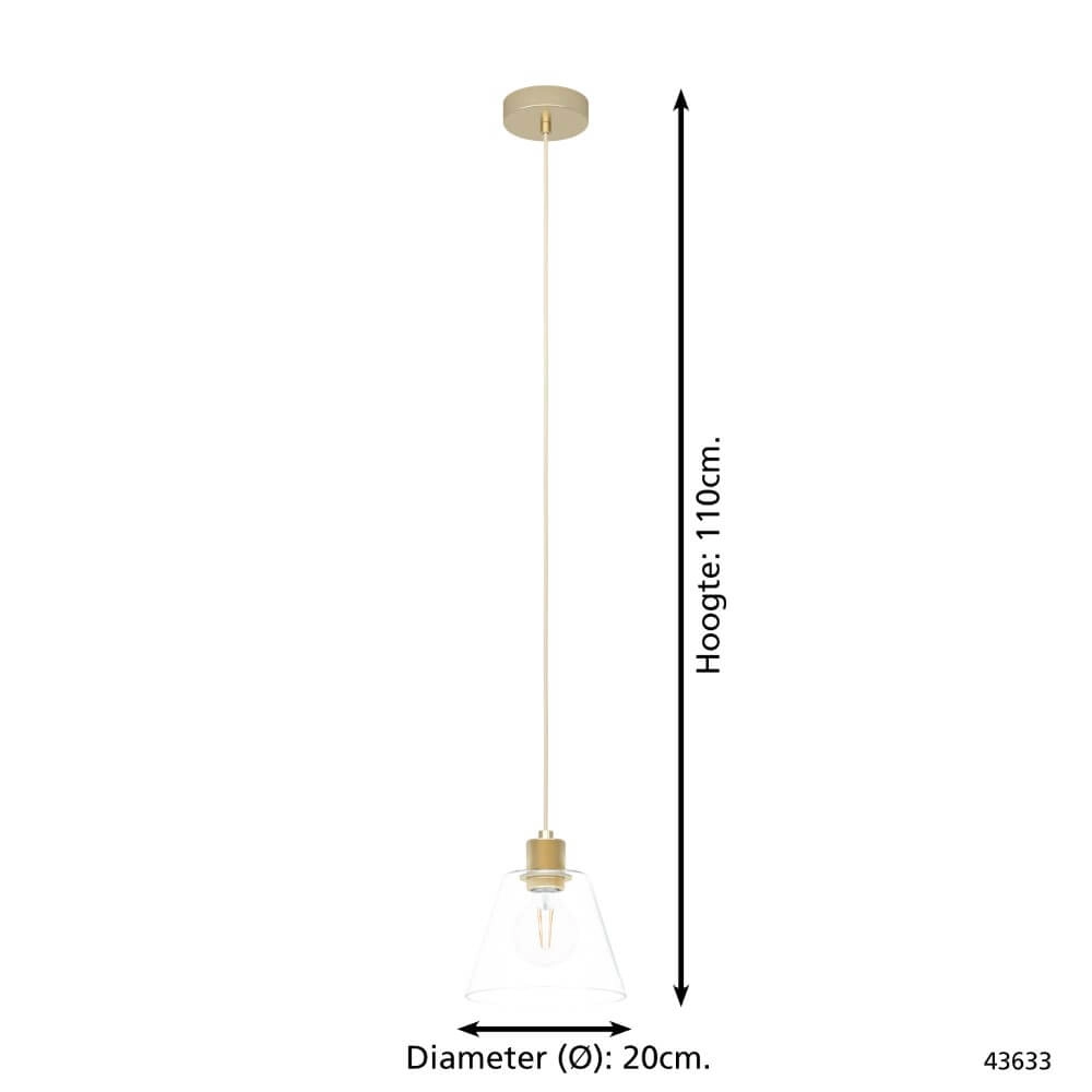 Hängelampe aus Glas Copley Gold mit Glas Eglo 9002759436339