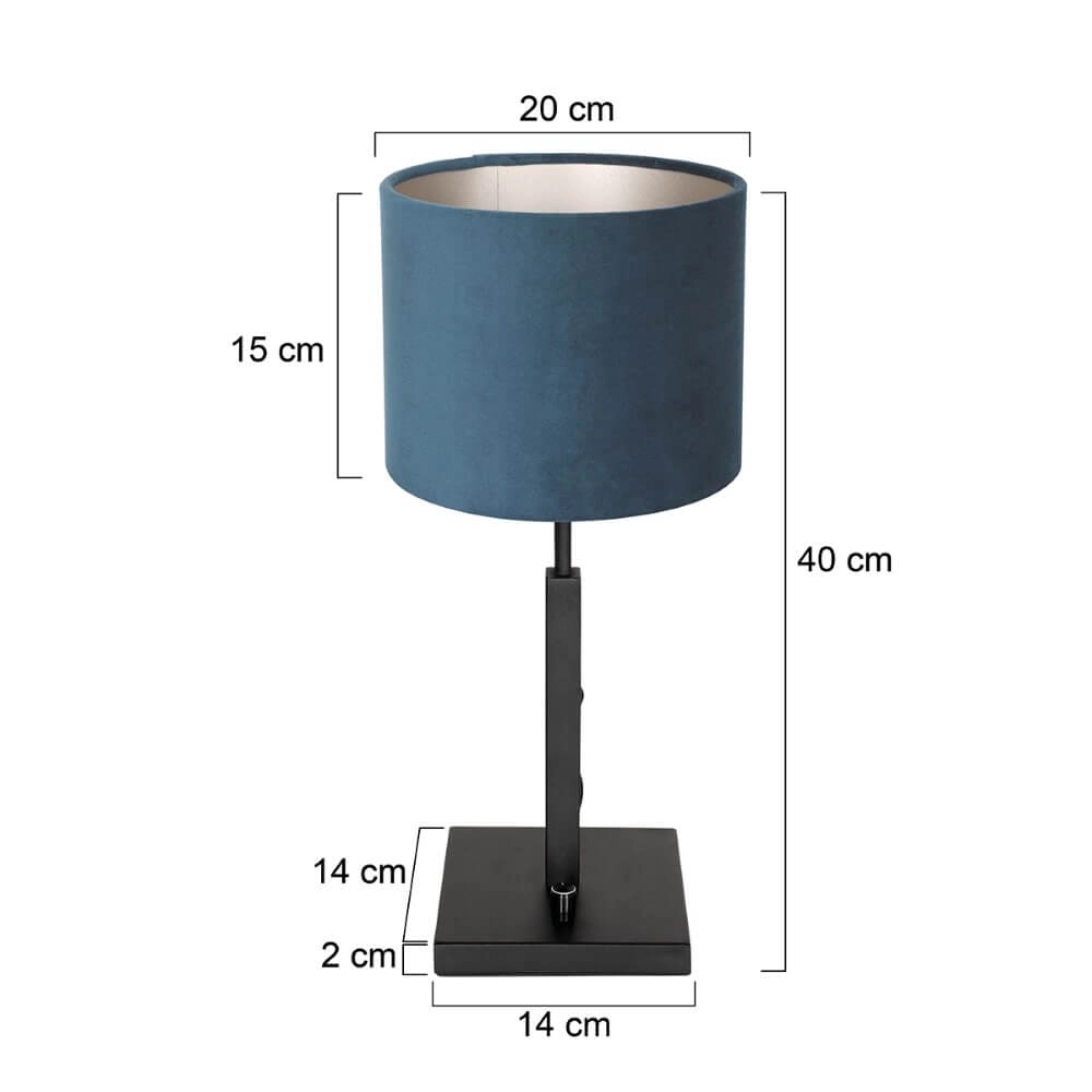 Tischlampe aus Samt Stang blau mit schwarz Steinhauer 8712746147377