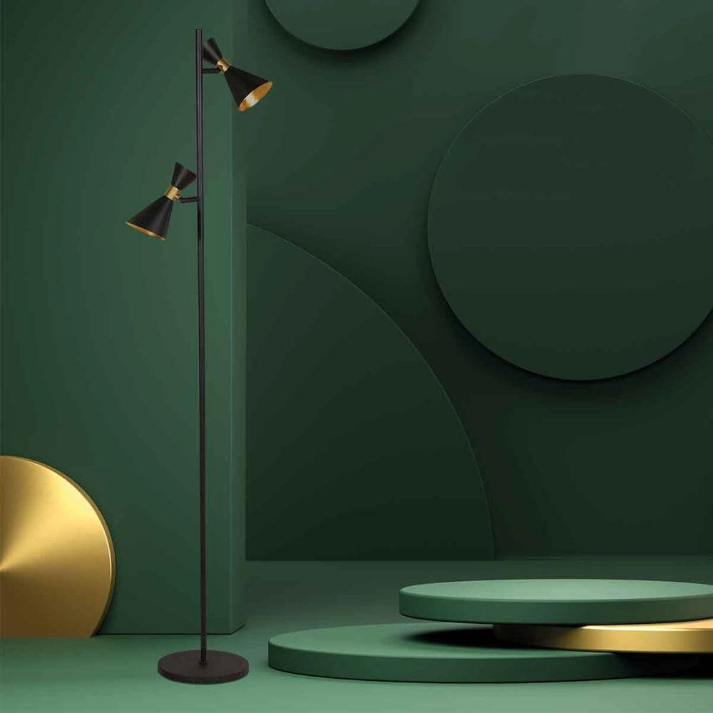 Design-Stehleuchte Preto schwarz mit gold Steinhauer 8712746176315