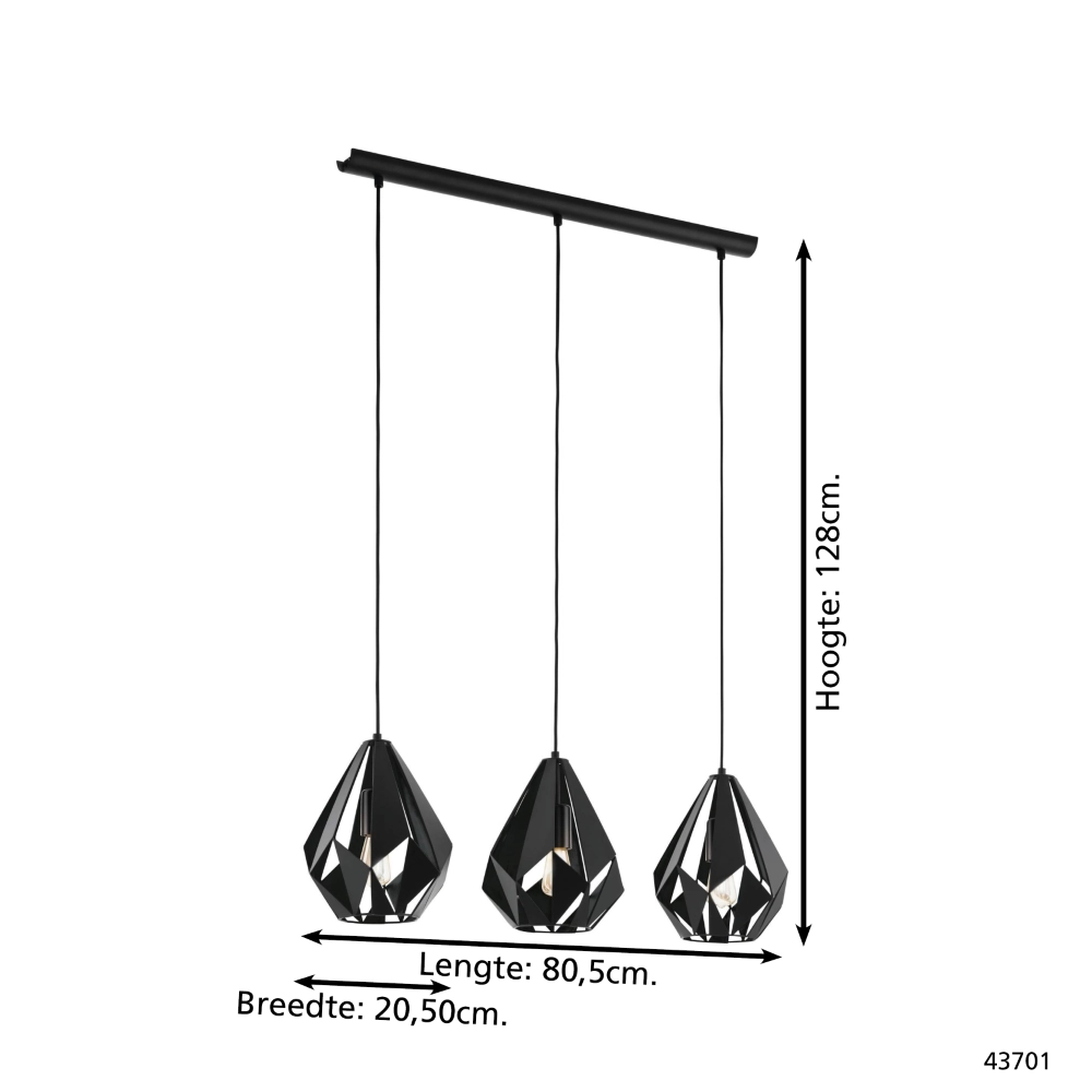 Schwarze Pendelleuchte Carlton 5 3-flammig Eglo 9002759437015