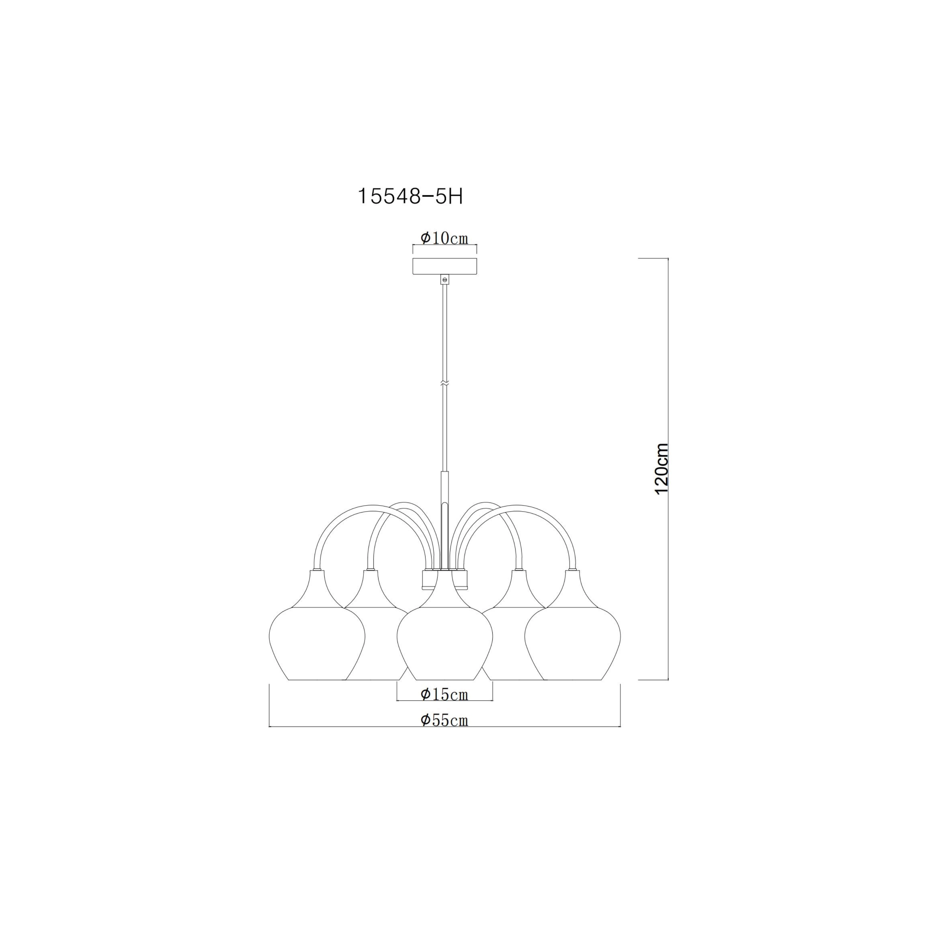 5-flammige Pendelleuchte Maxy schwarz mit Rauchglas Globo 9007371474189