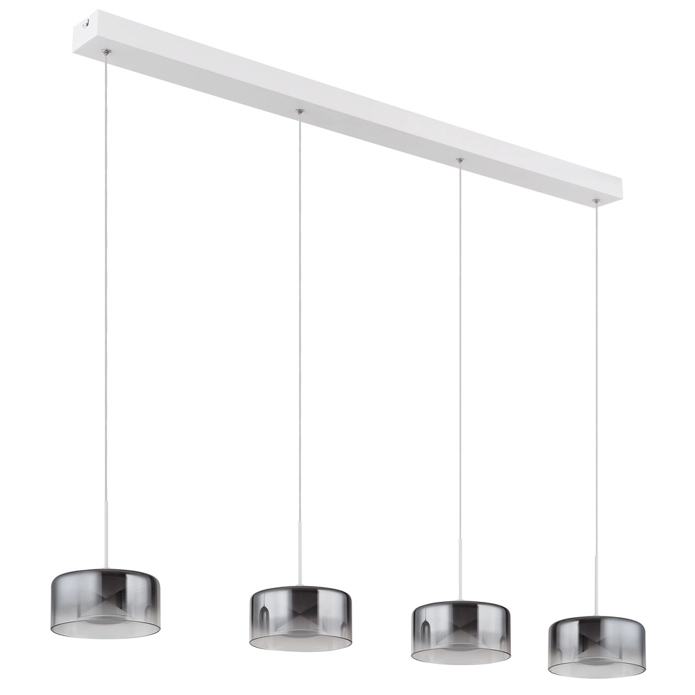 Design-Pendellampe Belinda 4-Licht weiß mit Rauchglas Globo 9007371566372
