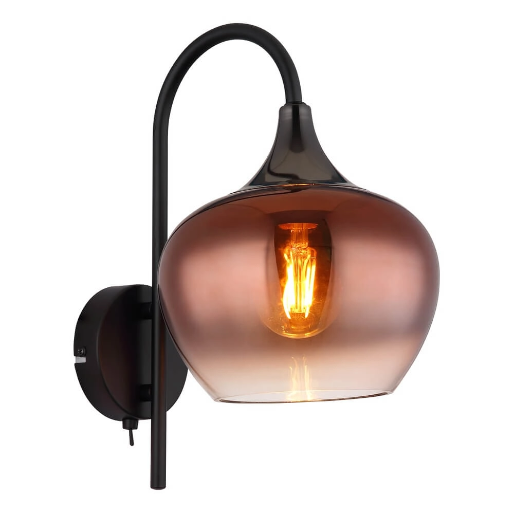 Schwarze Wandleuchte Maxy mit rotem Glas