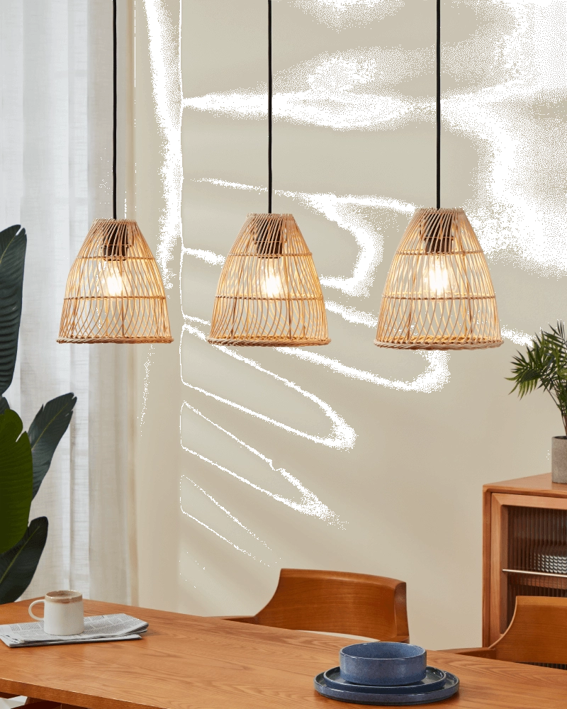 Hängelampe für das Esszimmer Ayesgarth mit Strohdächern Eglo 9002759438678