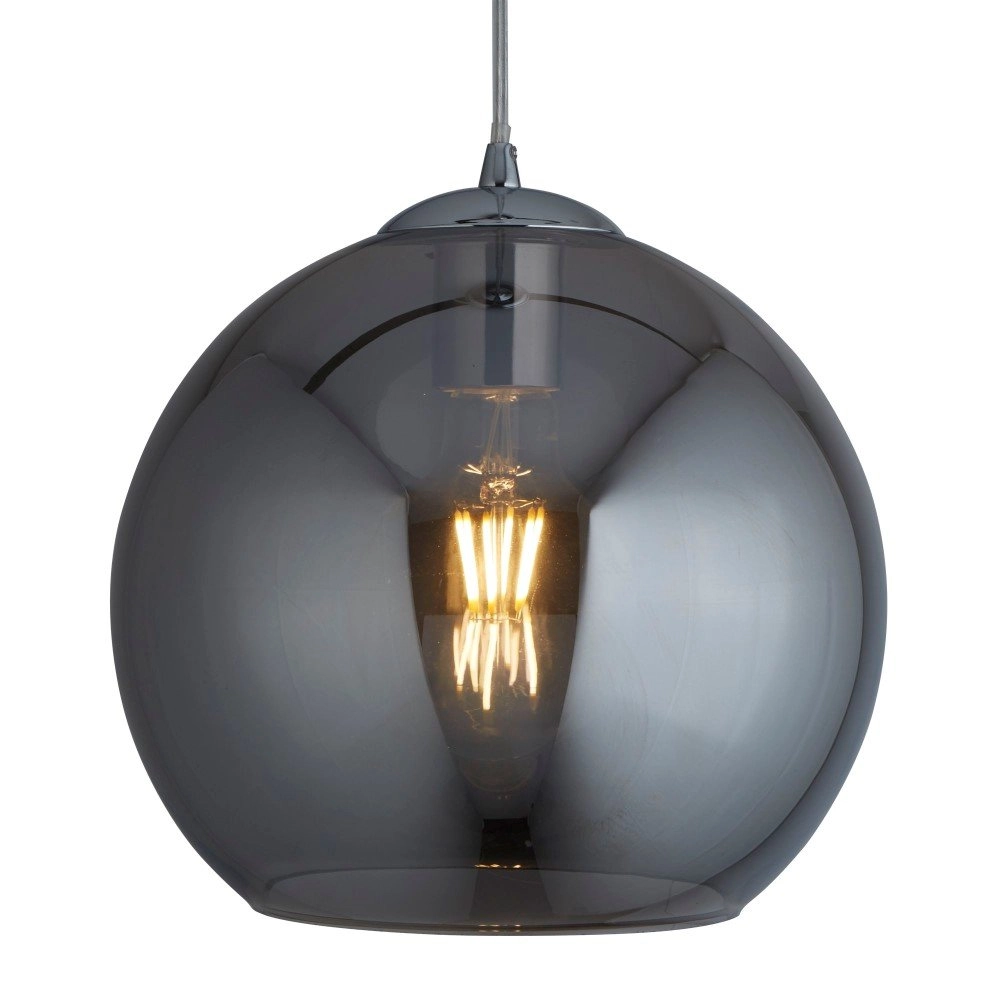 Glaspendelleuchte Balls Ø 25 cm chrom mit Rauchglas