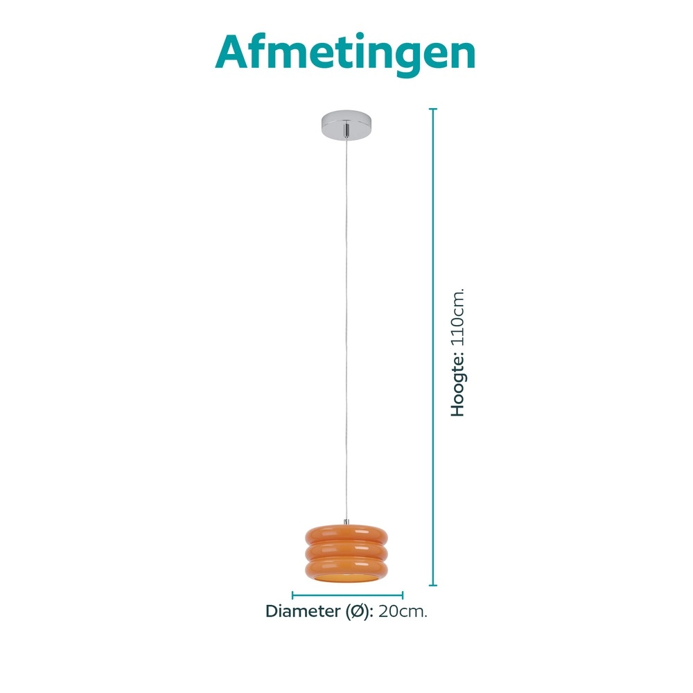 Design-Pendellampe Tortora Chrom mit oranger Ø 20 cm