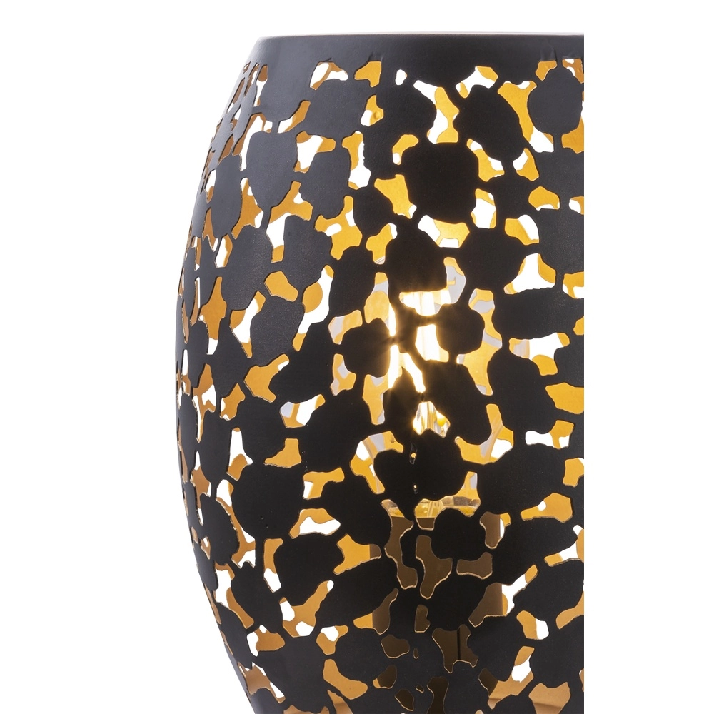 Tischlampe Narri Schwarz mit Gold – grobe Löcher Globo 9007371378555