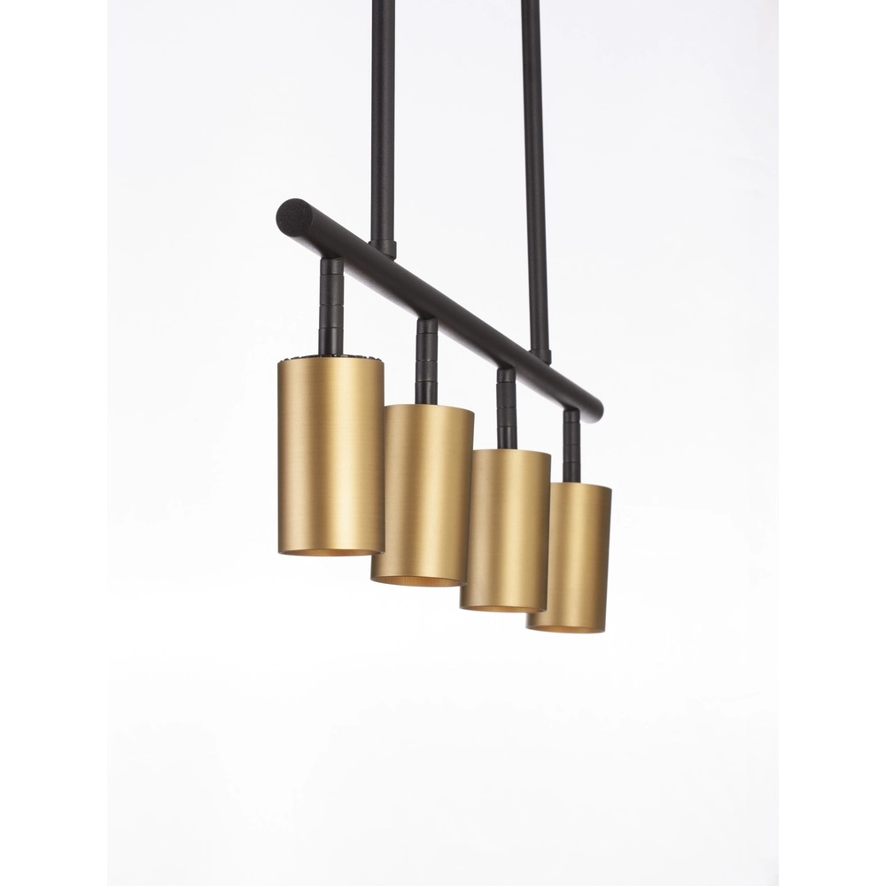 Pendelleuchte Pogno 4-flammig schwarz mit gold gerade Lyora 5212017440679