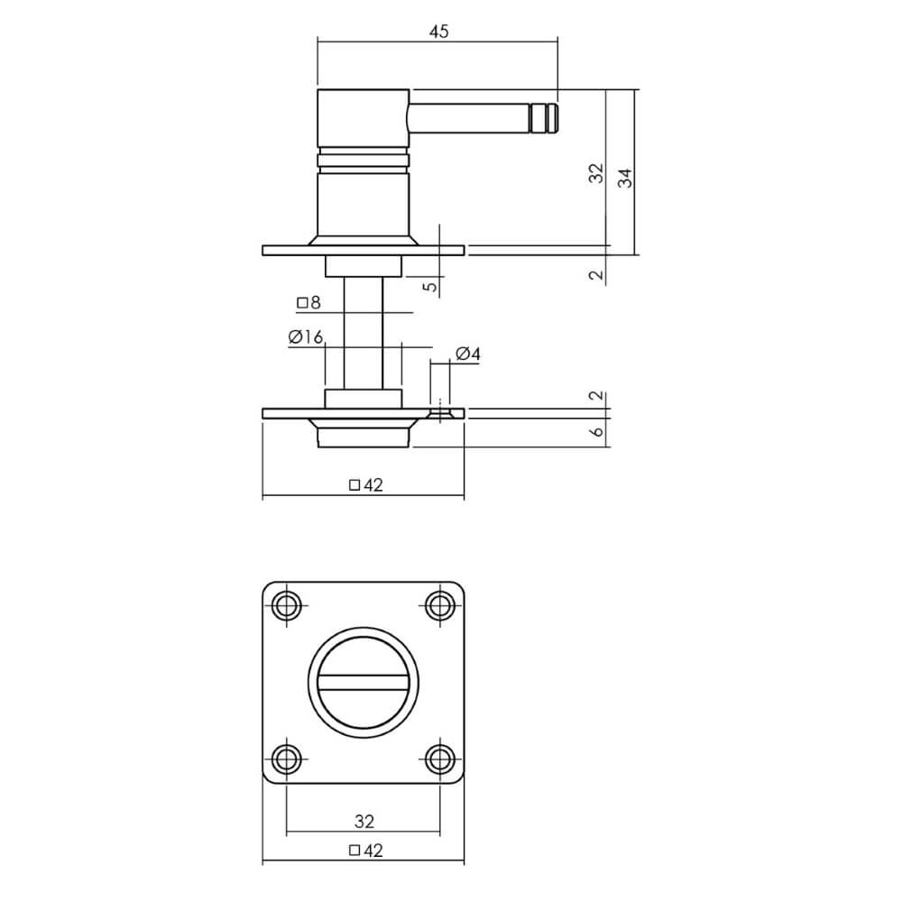 Verschluss der Toilette Tira quadratische Rosette, Edelstahl Intersteel 8714186106457