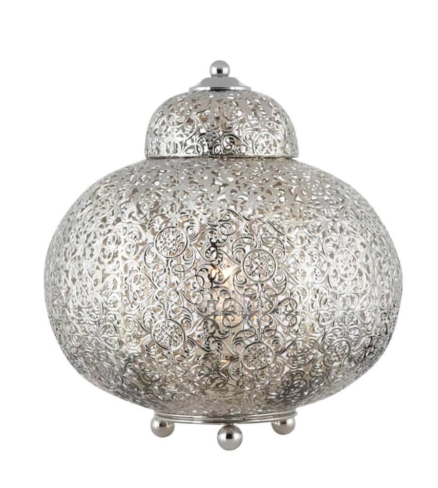 Tischlampe im marokkanischen Stil Fretwork Edelstahl Searchlight 5053423025896