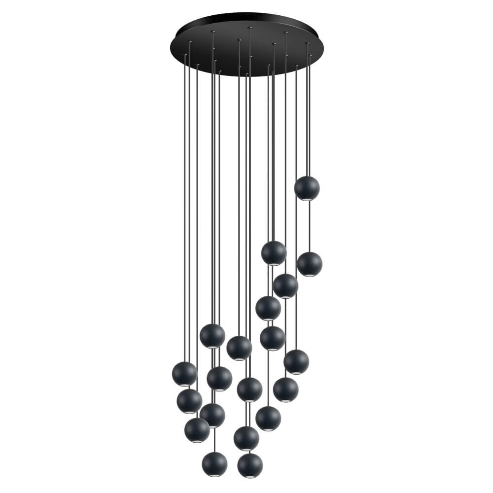 Design-Pendelleuchte Grace 20-flammig schwarz