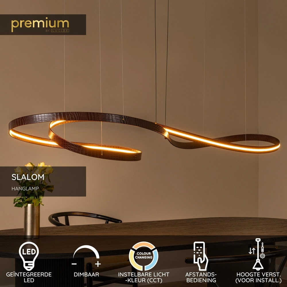 Moderne LED-Pendellampe Slalom Kaffeebraun mit Wirkung Premium by Lucide 5411212135148