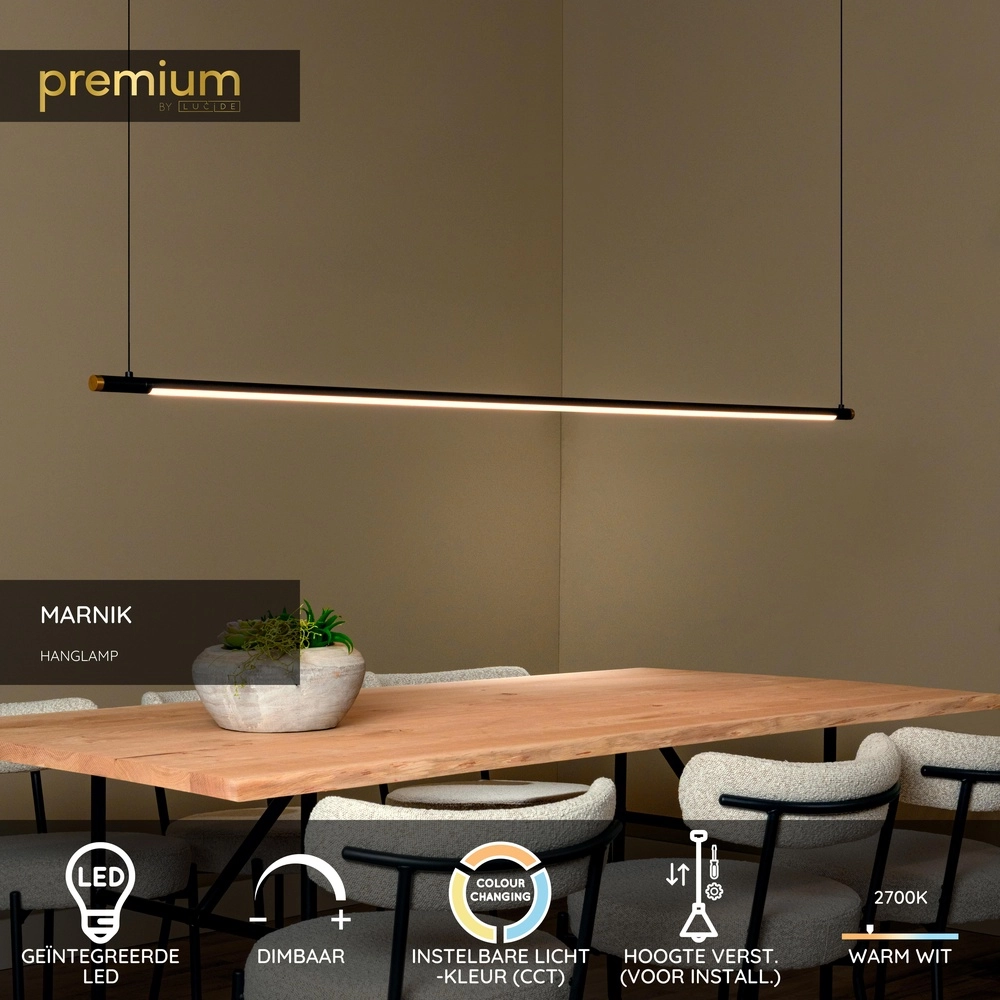 Elegante Pendellampe Marnik Schwarz 200 cm Premium by Lucide 5411212421227