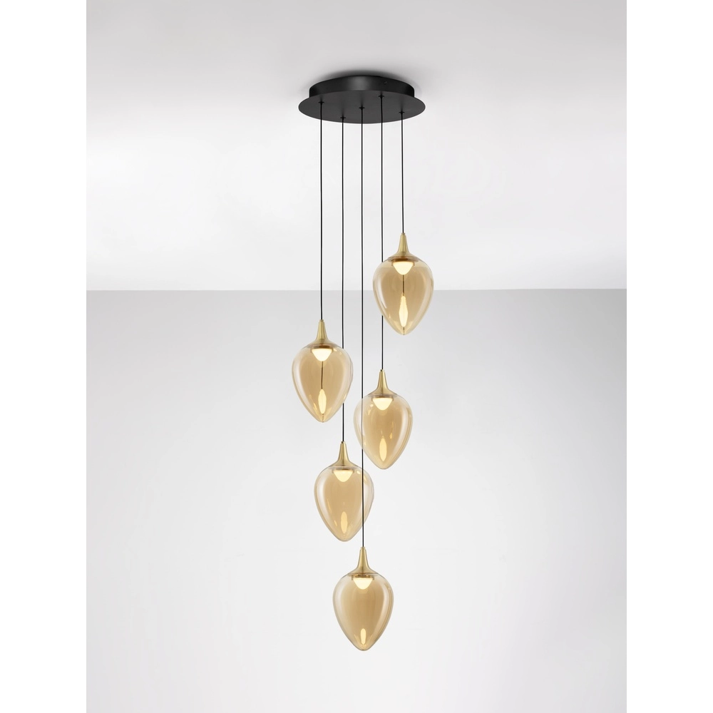 Pendelleuchte Nali 5-flammiges Braunglas Lyora 5212017477798